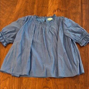 &merci Blue Blouse with Voluminous Sleeves and Peasant Style